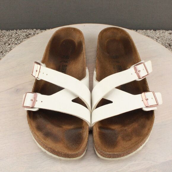 Birkenstock Yao Sandals Womans 40 (US 9) White Leather Strappy Slide Birko-Flor - Picture 4 of 11